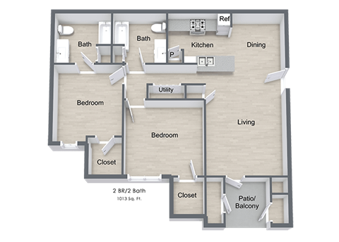 2 Bedroom Floor Plan 2 Bedroom Floor Plan at Windy Ridge, Austin Texas